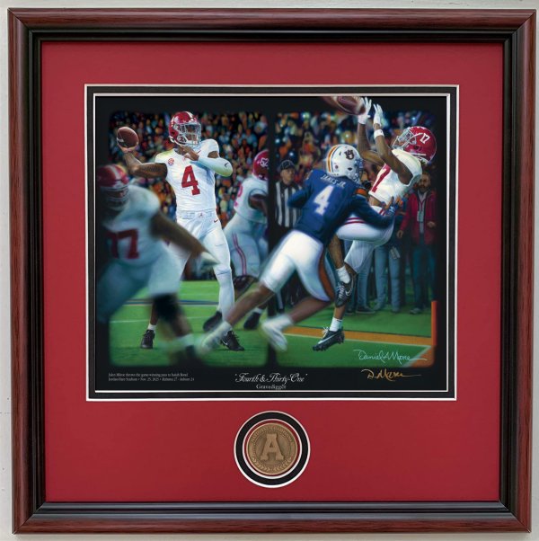 Framed Daniel Moore Alabama Football Prints - 4th and 31 The