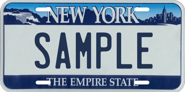 New York Red and White License Plate Blank